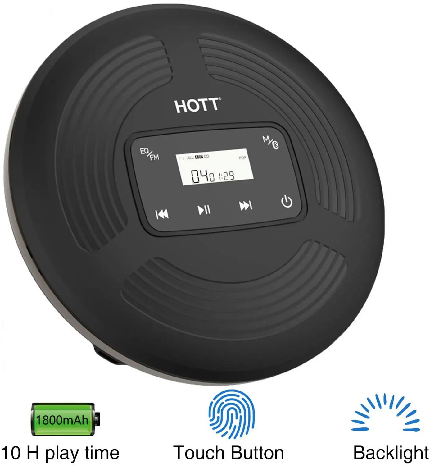 HOTTCD903TFRechargeableBluetoothPortableCDPlayerwithFM