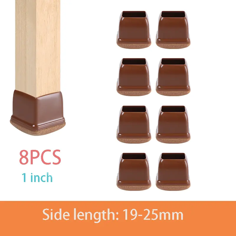 8PCS Thick Rubber Chair Leg Protector Covers Felt Bottom Furniture Pads Floor Protectors Caps to Reduce Noise And Prevent Scratc - Image 7