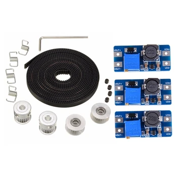 

2X GT2 Pulley 20 Teeth Bore 5mm + 8Ft 2.5M 2GT GT2 Timing Belt & 3Pcs Step Up Power Supply Pcc Board Moudle