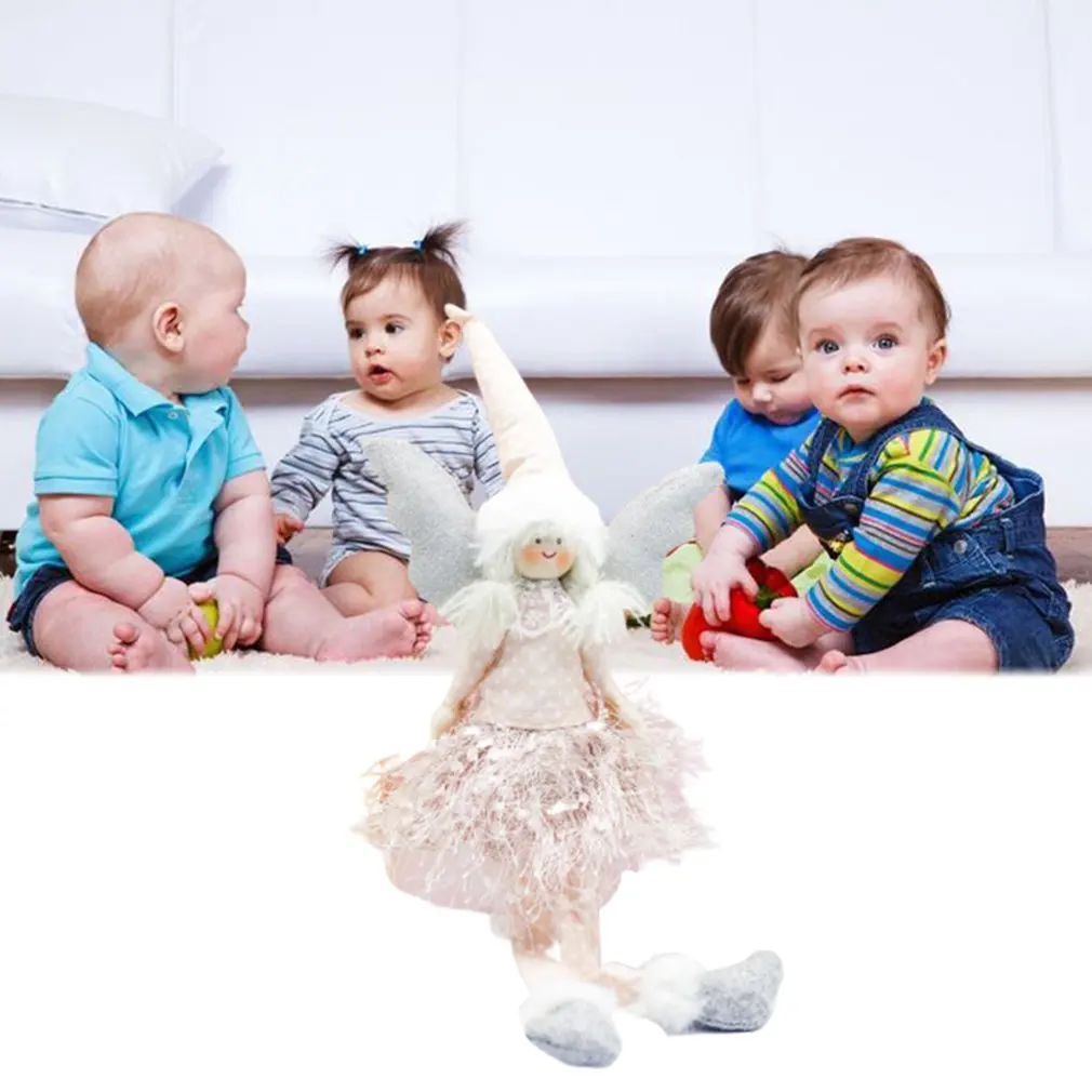 Christmas Ins Wind Fabric Spotted Fringed Skirt Christmas Angel Figurine Christmas Long Foot Doll Gift