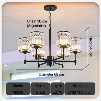 6 Light Современная хрустальная люстра для гостиной люстры для украшения кристаллов Подвески и люстры Домашнее освещение лампа для дома - Цвет абажура: 6 Light
