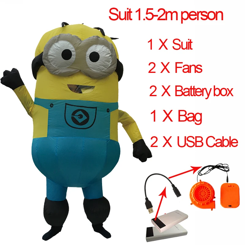 2019 Halloween Cosplay Party Costume Adult Minion Inflatable Minion Costume Mascot For 1.5-2m Adult and Child (1)