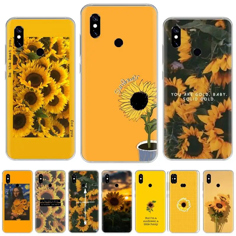 Подсолнух китайский желтый чехол для телефона Xiaomi Mi 8 9 SE T A2 MAX3 Redmi 4X 5 PLUS 5A 6A 7 7A K20 K30