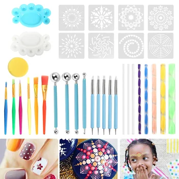 

35pcs Mandala Dotting Tools Set for Painting Rocks Pottery Portable Multifunction Embossing Dot Kit Dotting Tool Set Handwork