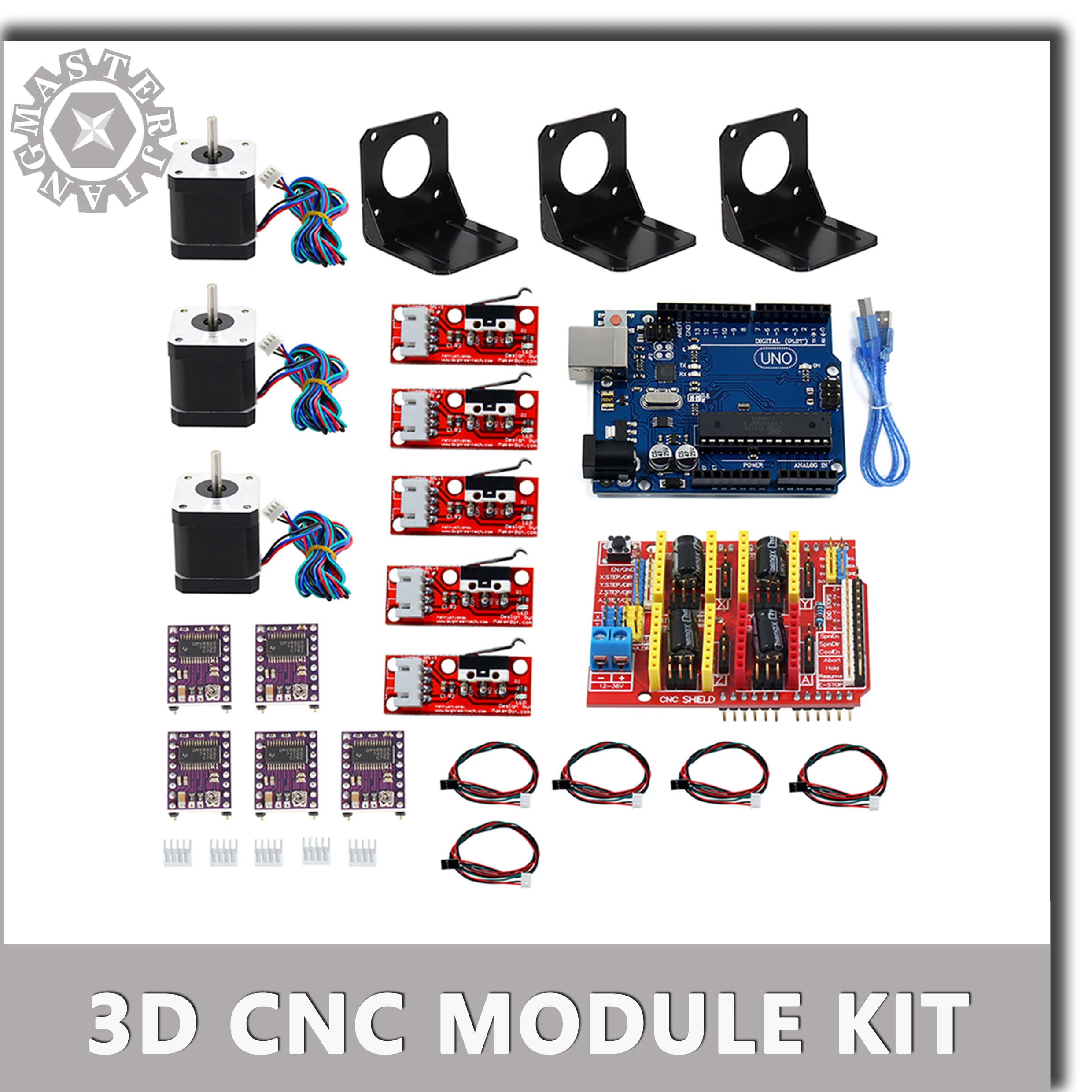 Профессиональный 3d принтер CNC Комплект UNO R3 доска+ RAMPS 1,4 механический переключатель Endstop+ DRV8825 драйвер двигателя+ Nema 17 42 шаговый двигатель