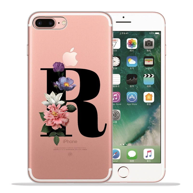 Чехол для телефона с буквенным принтом и цветочным рисунком, чехол для iPhone X, чехол 11 11 Pro Max 5, 5S, 6, 6 S, 7, 8 Plus, X, XS, Max, XR, чехол для iPhone 8, чехол - Цвет: 18