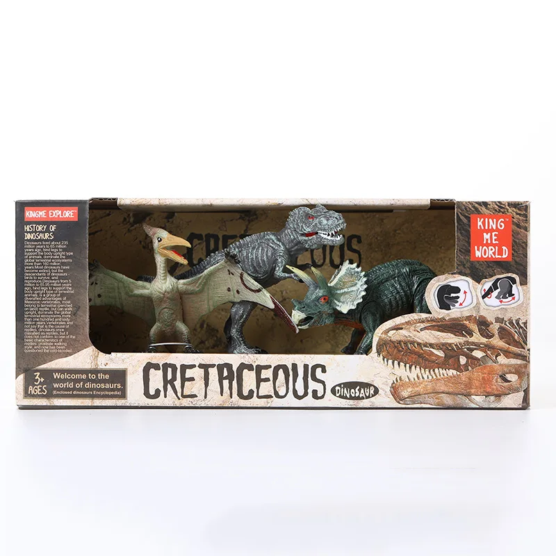

New Style 4409 Series 3 Pack Soft Silcone Dinosaur Model Brachiosaurus T-Rex Realistic Children Dinosaur Toy Set