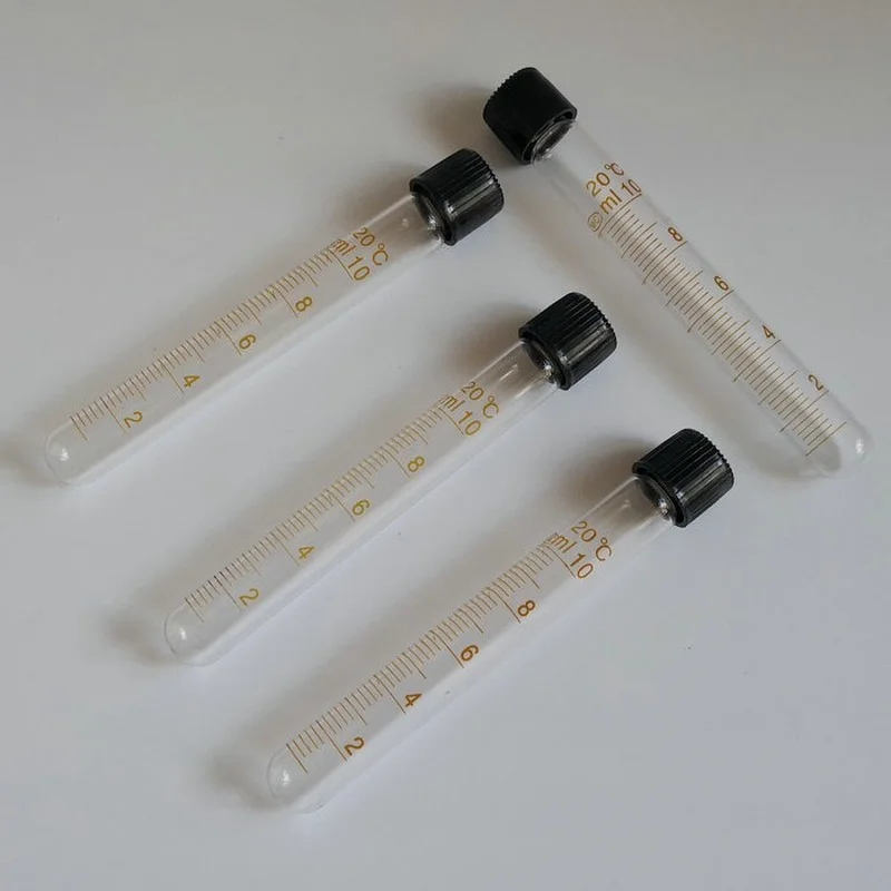 

10Pcs/Lot 5/10/15/20/25/30/50/100ml Centrifugal Tube With Graduation Round Bottom, Glass Centrifuge Tube With Screw Cap