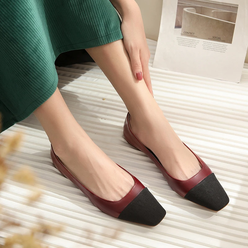 Chaussures femme new spring flat loafers women casual shoes genuine leather mixed color elegant and simple classic shoes