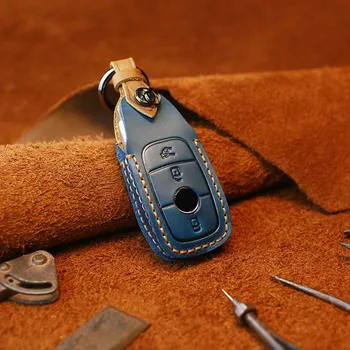 

Car Key Cover Case Shell High quality Leather Accessories Protection Key Ring For Mercedes Benz 2017 E Class W213 2018 S class