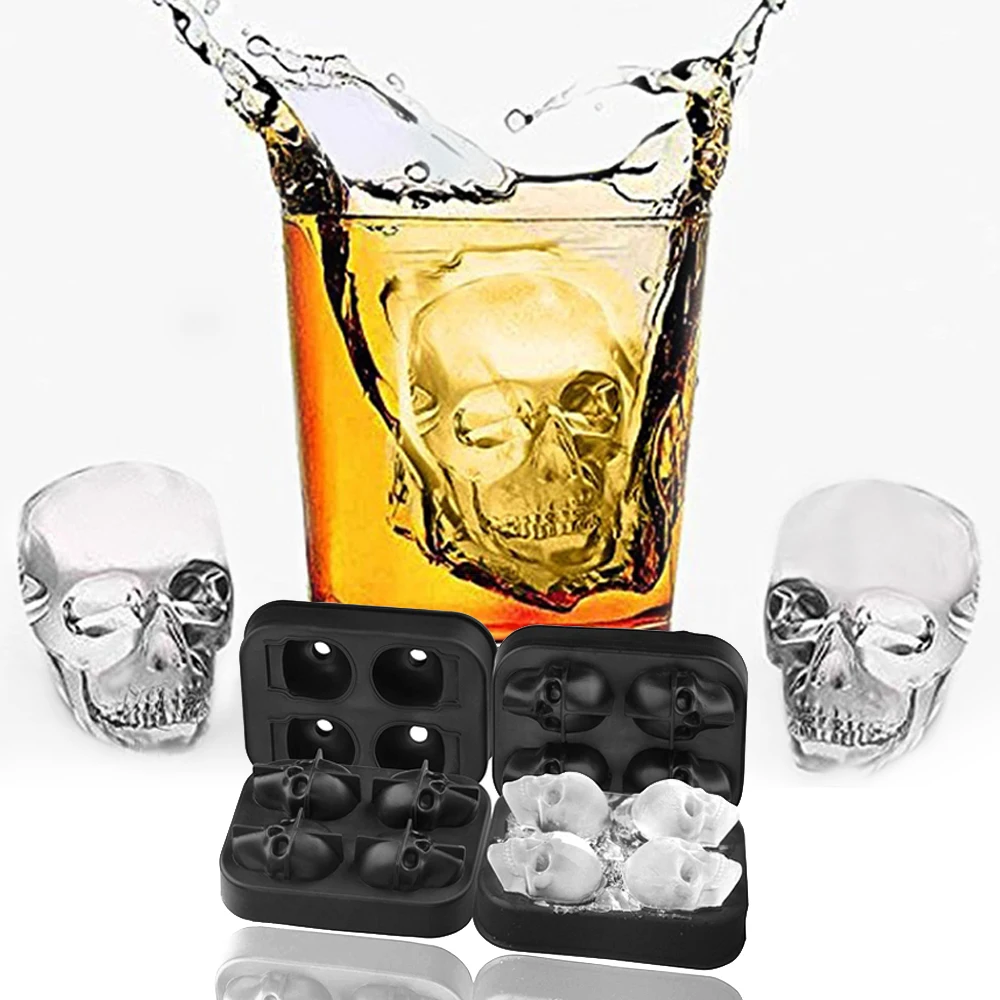 Skull Mold Ice Tray Halloween Halloween Skullhead Ice Cube Trays Silicone Silicone Novelty Cake Baking Makers Pattern