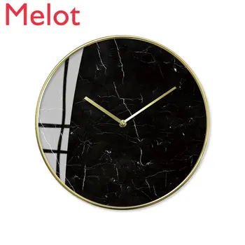 

Large Marble Modern Design Wall Clock Luxury Gold Glass Nordic Unique Kitchen Wall Watches Kids Living Room Home Decor