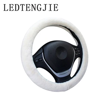 

LEDTENGJIE 37-38cm winter car steering wheel cover imitation rabbit fur warm gloves ladies comfortable car interior