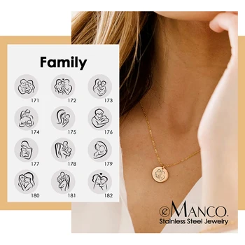 

Sweet Family Charms Necklaces For Women Father Son Mom Necklace With Kids 316L Stainless Steel Simple Pendant Necklace Jewelry