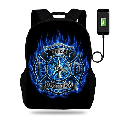 k8304 17 дюймов Mochilas пожарный рюкзак для колледжа с принтом USB порт школьный рюкзак для ноутбука Рюкзаки для подростков школьная сумка для мальчиков и девочек - Цвет: k8304