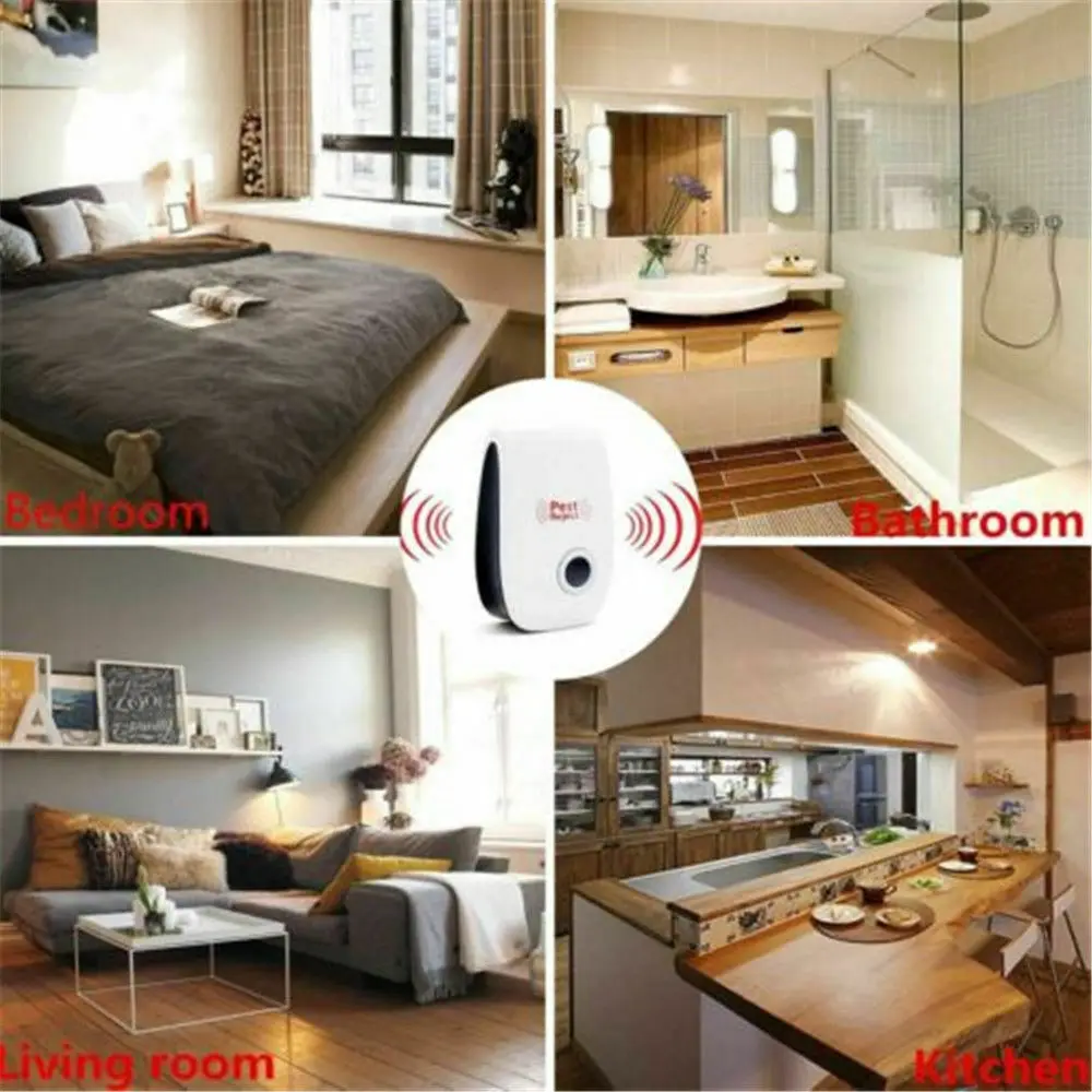 2PCS Electronic Ultrasonic Pest Reject Mosquito Cockroach Killer Repeller For Home Bedroom Garden Yard Farm