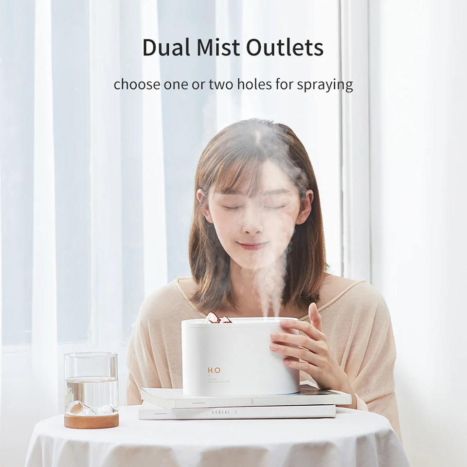 JISULIFE 1000ml Ultrasonic Air Humidifier Portable Double Mist Outlet USB Wireless Humidifiers 5