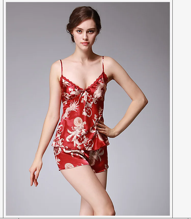 

Quality Women Sleepwear Set Pajamas Women Lady Silk Sleepwear Sleeveless Women Nightwear Women Christmas Pajamas Silk Nightgown