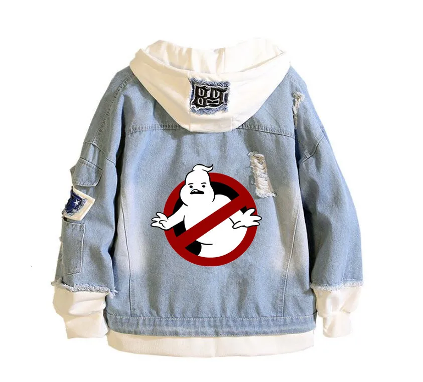 Мужская Новинка года, Повседневная джинсовая куртка с принтом Ghostbusters, куртка-бомбер в стиле хип-хоп, ретро-худи, уличная куртка - Цвет: C