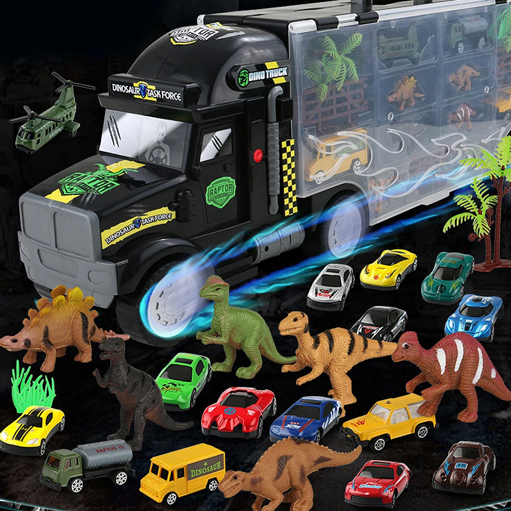 Children Toys Truck Hauler Dinosaur Model Funny Gadgets Novelty Interesting Toys For Boy Set with Cars Drop Ship