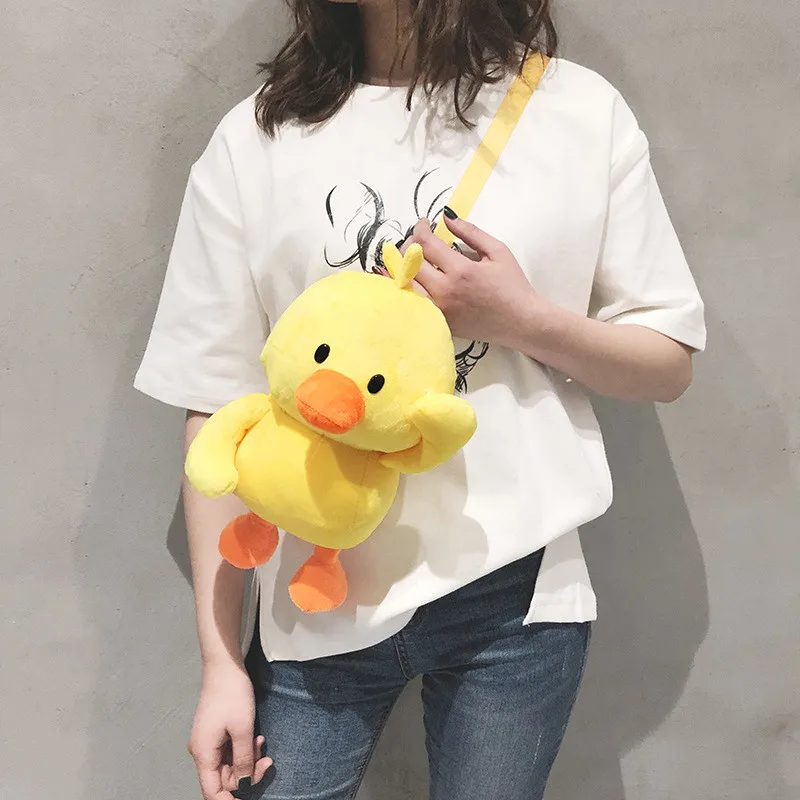 Funny Cartoon Yellow Duck Plush Backpack Toys Key Phone Coin  Bag Crossbody Bag Shoulder Bags Soft Animals Dolls  (1)