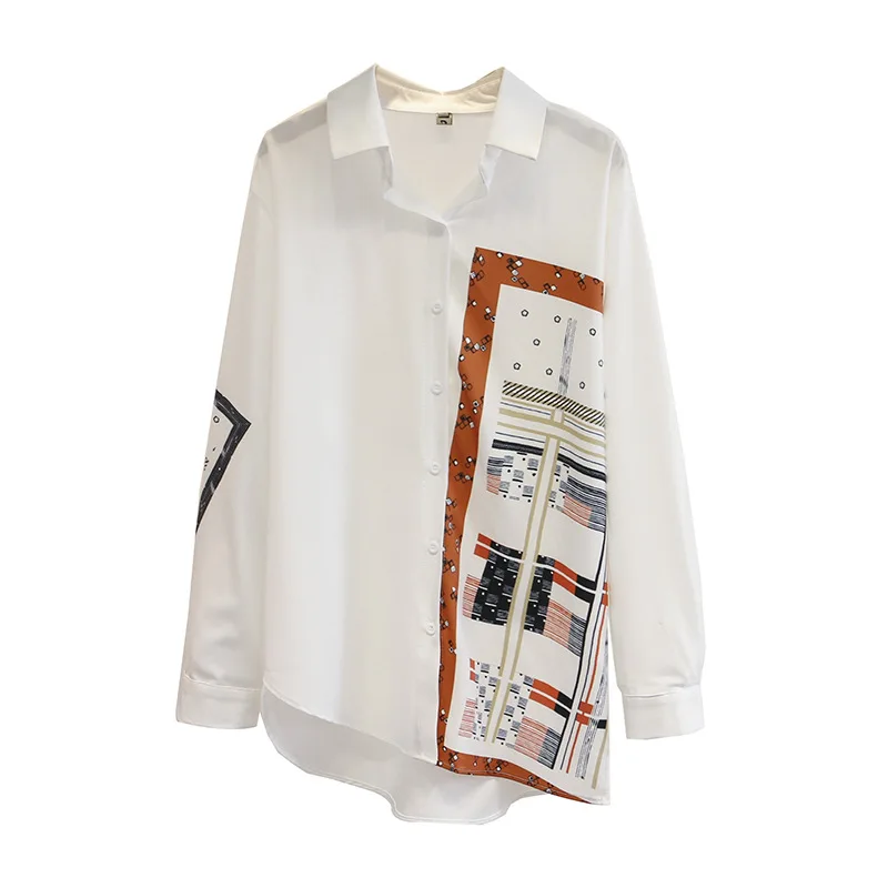 Винтажная шифоновая женская блузка с принтом весна 2020 модные топы размера плюс