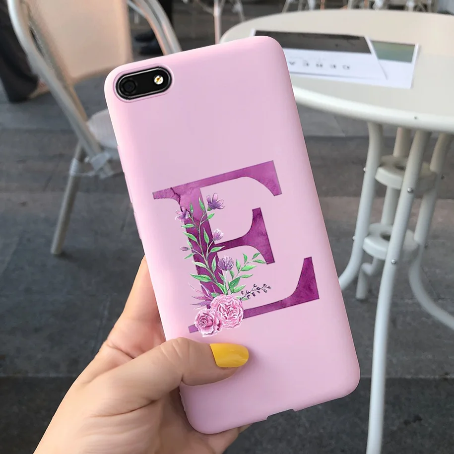Chic Alphabet Flower Silicone Phone Case - Soft Touch Black Pink Matte TPU Cover