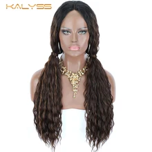 Kanyss 28 дюймов блонд синтетические парики на кружеве для черных женщин длинные кудрявые волнистые светлые Выделенные средняя часть парик Детские волосы