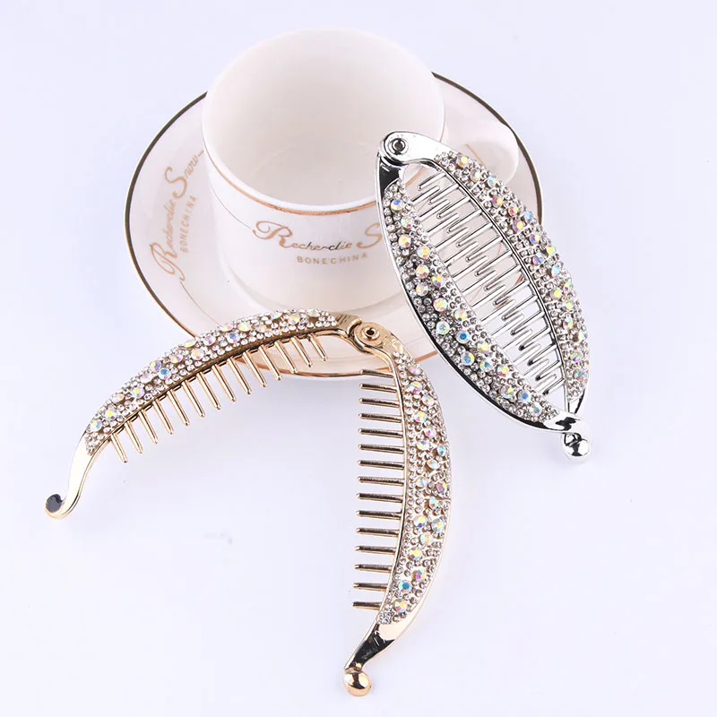 

2019 New 1 Pcs Crystal Rhinestone Fish Shape Hair Claw Clips Hair Jewelry Banana Barrettes Hairpins Hair Accessories For Women