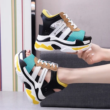 

Summer Women Platform Sandals Fashion Luxury Designers Chunky Sandal Lace Up Sport 11cm Super High Casual Wedge Shoes For Woman