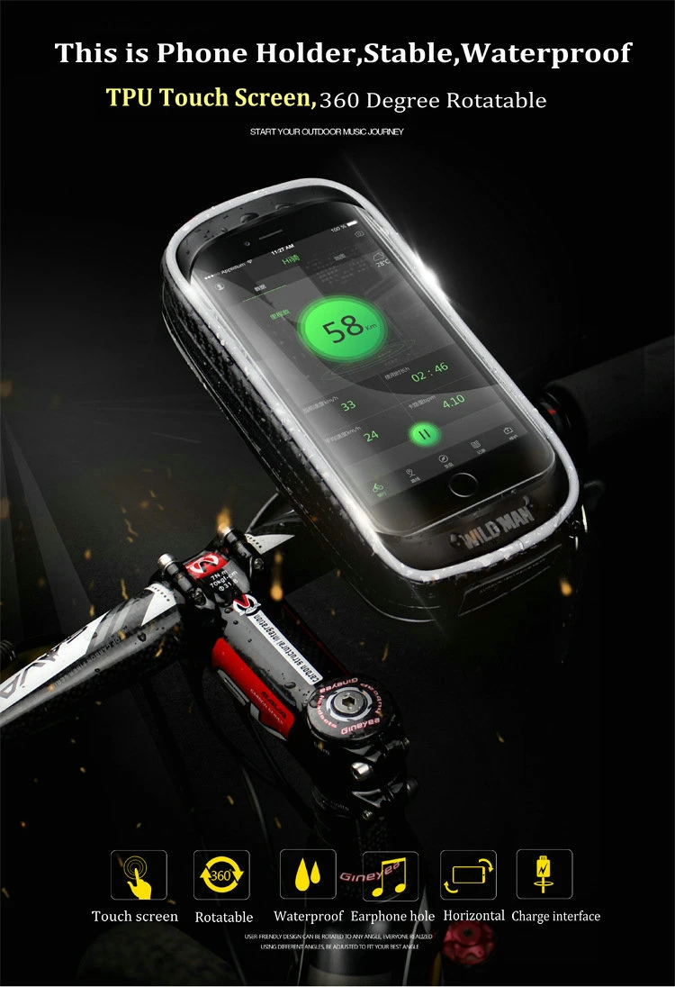 Bike Bicycle Phone Bag Rainproof TPU Touch Screen Cell Phone Holder Bicycle Handlebar Bags MTB Frame Pouch Bag 2017 (1)
