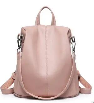 Женская дорожная сумка, рюкзак из натуральной кожи, сумка на плечо, большая вместительность, многофункциональный рюкзак двойного назначения, женский рюкзак C1133 - Цвет: Розовый