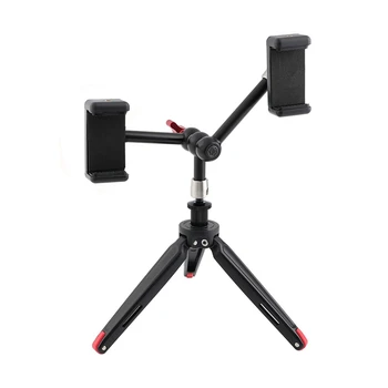 

Foldable Mini Tabletop Tripod with Double Phone Stand 11 inch Articulated ic Arm For Camera Phone Travel Photography