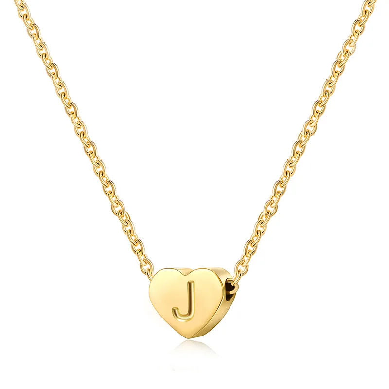 Сердце ожерелье из титанистой стали первоначального Цепочки и ожерелья подарки для девочки; дети бижутерия; ожерелье для мамы для маленьких девочек подарок для невесты - Окраска металла: J