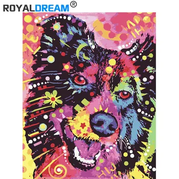 

ROYALDREAM Abstract painted dog Painting By Numbers Canvas Painting Home Wall Art Picture For Living Room Unique Gift