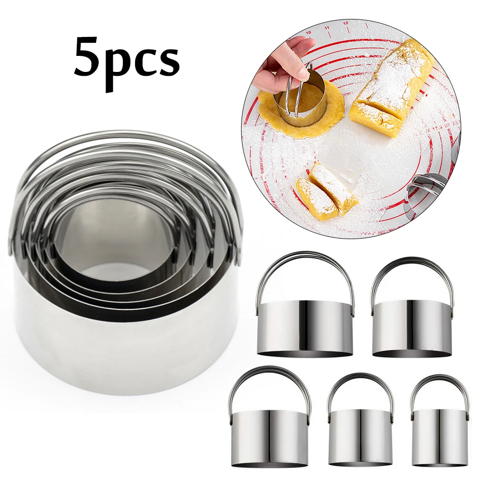 5pcs/set Stainless Steel Round Dumplings Wrappers Molds Set Cutter
