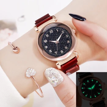 

Flower Case Women Watches Magnetic Starry Sky Female Clock Quartz Wristwatch Ladies Wrist Watch reloj mujer relogio feminino