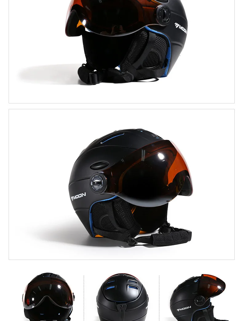 Открытый Цельный литьевой лыжный шлем безопасный полулицевой шлем с очками Мужская Женская защита лыжный шлем Защитное снаряжение для головы