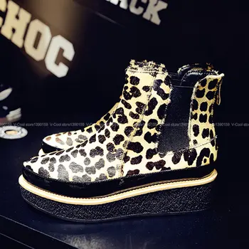 

100% black boots with studs Leopard Sexy Footwear Women Newest Ankle Boots Ladies Genuine Horsehair high quality boots