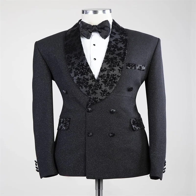 One Pieces Printed Men Suits Cotton Groom Tuxedos Lapel Modern Formal Double Breasted Men Coat Made Party Jacket mens suits