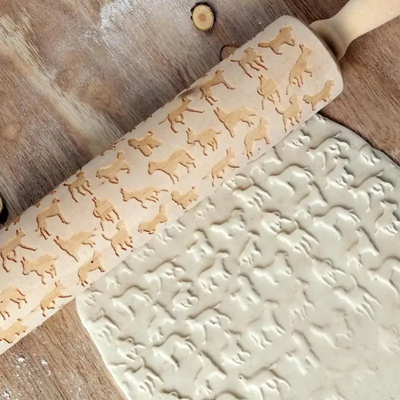 Dog Wooden Engraved Cookie Roller US Details about / Drentse Patrijshond Embossing Rolling Pin