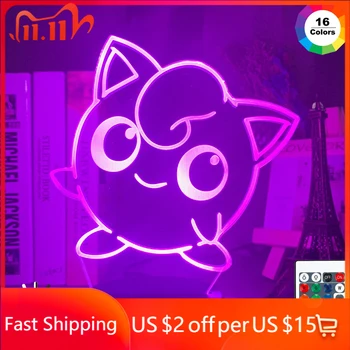 

Go Cute Jigglypuff Figure 3d Led Night Light for Girls Dorm Decor Color Changing Led Light Cool Birthday Gift Desk Lamp