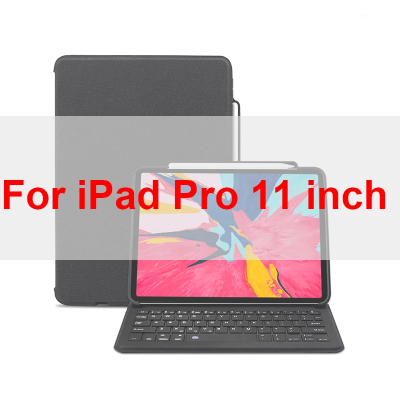 For iPad Pro 11 case Bluetooth беспроводной Чехол-клавиатура для iPad 12,9 с карандашом-держателем умный чехол из искусственной кожи для iPad Pro 12,9 чехол s Funda - Цвет: For iPad Pro 11 case