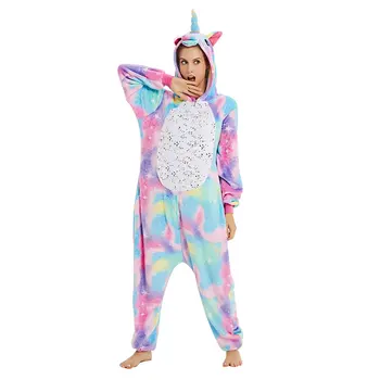 

QHYZOU Flannel Animal Unicorn Pajamas Sets For girls Women Onesies adults Cartoon Pijama Unicornio Funny Jumpsuit Party