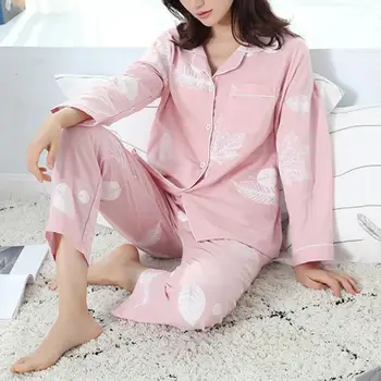 

Autumn Long Sleeved women's pajamas Set Fashion Lovely print homeWear Leisure Clothes Women Long Pant Pyjamas Sets Nightwear