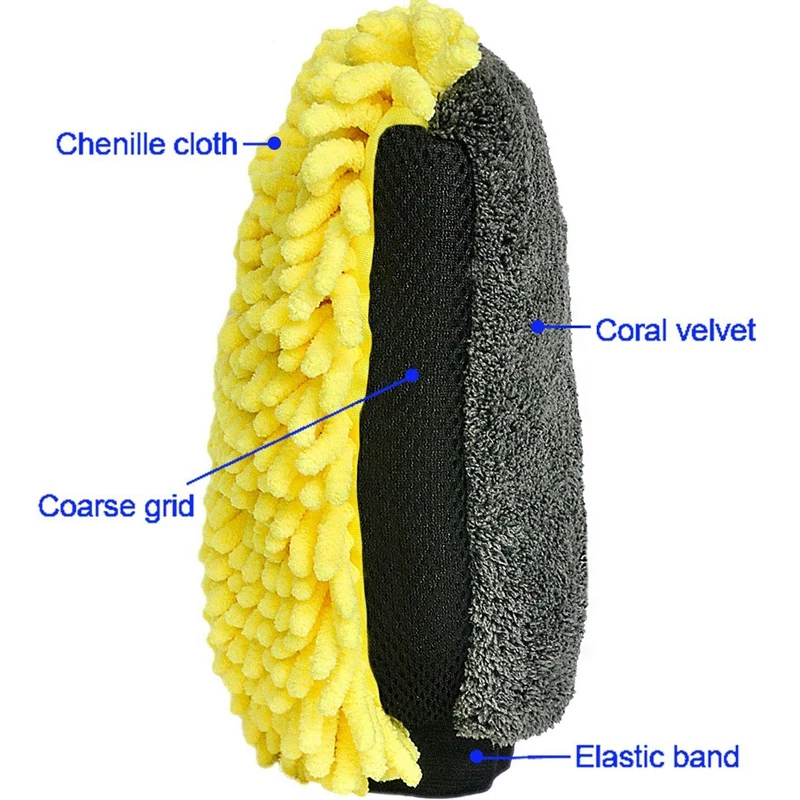 Рукавица для мытья автомобиля-2 шт. Экстра большой размер-зимние водонепроницаемые-рукавицы для мытья-коралловый бархат-перчатки для мытья-без ворса-без царапин(Bl