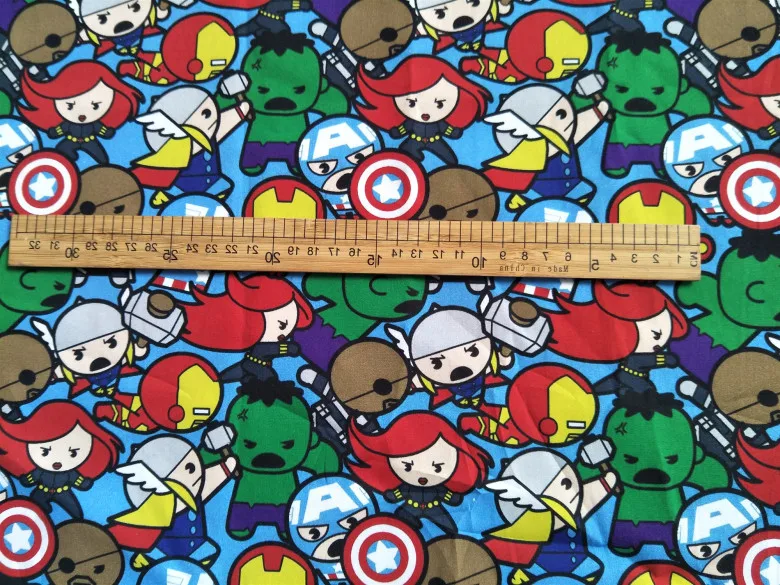 140 см ширина Marvel Супер Герой Мстители Собрать синий хлопок ткань для маленьких мальчиков одежда домашний текстиль наволочки DIY-BK643