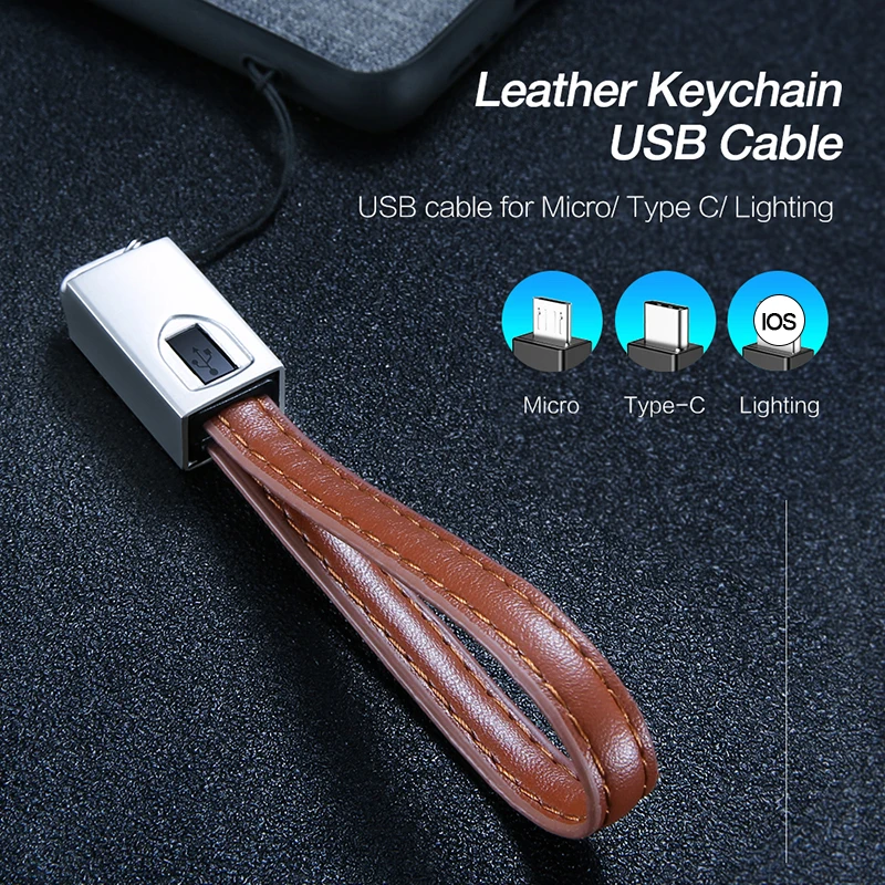 Брелок Micro usb type C кабель для зарядки iphone 6 7 samsung S9 мобильный телефон зарядное устройство провода кожа Мини Многофункциональный портативный