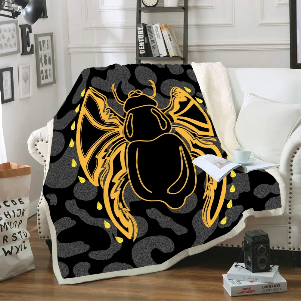 

Custom Insect Fleece Throw Blanket Animals Print Kids Warm Cozy Bed Cover Sherp Fleece Sofa Travel Office Home Blanket 150x200cm