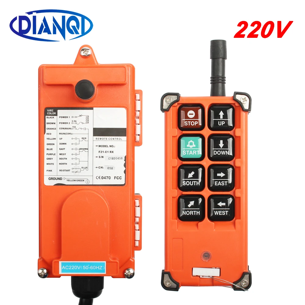 Interruptores de Controle Transmissor + 1 Remoto Industrial Qualidade Superior 1 Receptor Ac220v Grua Guindaste Controle Elevador F21-e1b